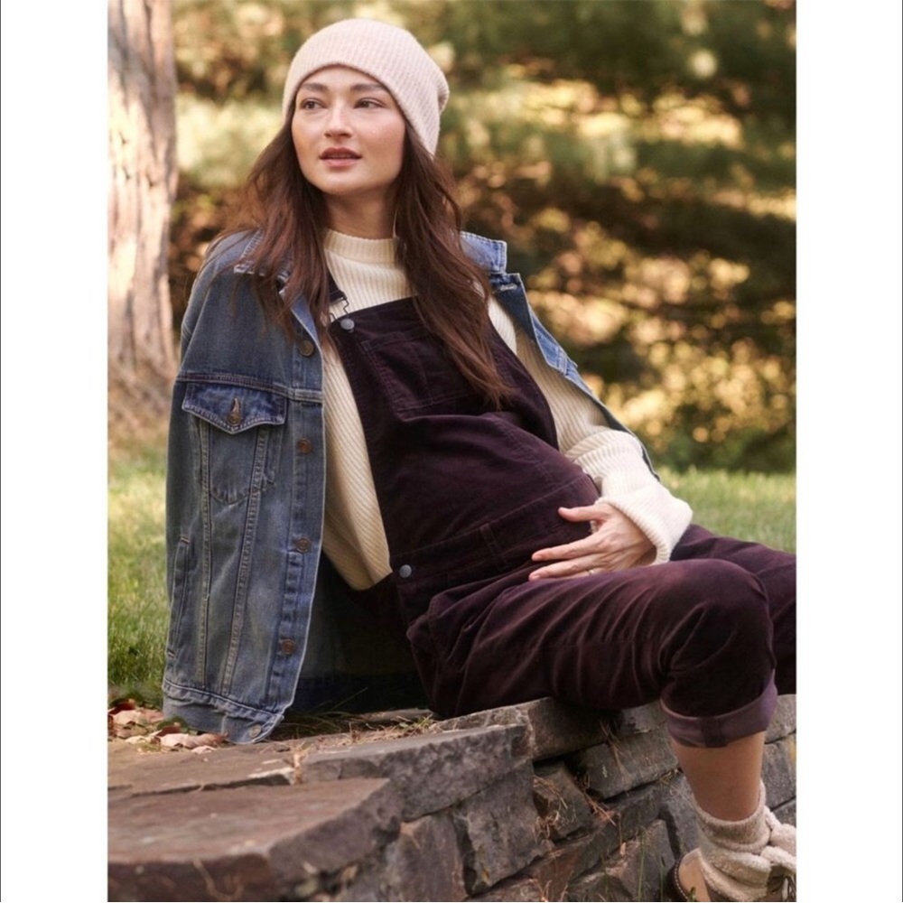 Hatch velvet maternity overalls